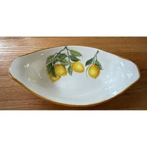 EFFETTI Home Oval Serving Bowl Lemons "Lemoni" 12X7" Hand Painted -Made in Italy